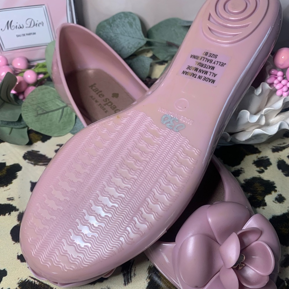 Kate Spade Blush Pink Floral Jelly Flats - Picture 3 of 4